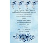 Bespoke Candy Delights Personalised Beautiful Blue Wedding Day Invitations - Invites With Envelopes WD79 (20 Invites)