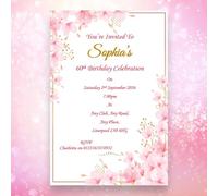 Bespoke Candy Delights Personalised Beautiful Pink Floral Birthday Party Invitations - Invites, Any age & Surprise can be added 16th 18th 21st 30th 40th 50th 60th 70th 80th Ref BD122 (20)
