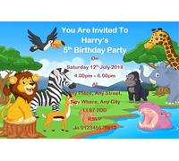 Bespoke Candy Delights Personalised Jungle Theme Boy - Girl Birthday Party Invitations, Invites, Complete with envelopes Ref B53, 1st 2nd 3rd 4th 5th 6th 7th 8th 9th 10th Birthdays (20)