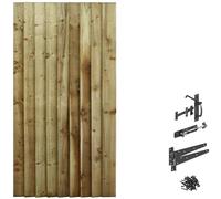 Bespoke Custom Made to Measure Timber Wooden Garden Gate/Feather Edge Flat Top[6ft Tall (180cm),Upto 900mm Wide,Suffolk Latch Hinge Pack]