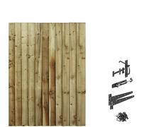 Bespoke Custom Made To Measure UPTO HEIGHT: 5ft (150cm High) Feather Edge Semi-Braced Flat Top Pathway Garden Pedestrian Gate [Width Between 90CM to 105CM With Suffolk Latch Hinge Pack