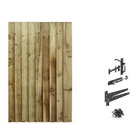 Bespoke Custom Made To Measure UPTO HEIGHT: 5ft (150cm High) Feather Edge Semi-Braced Flat Top Pathway Garden Pedestrian Gate [Width Between 75CM to 90CM With Suffolk Latch Hinge Pack