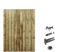 Bespoke Custom Made To Measure UPTO HEIGHT: 5ft (150cm High) Feather Edge Semi-Braced Flat Top Pathway Garden Pedestrian Gate [Width Between 90CM to 105CM With Ring Latch Hinge Pack