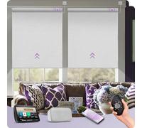 Bespoke Designer Motorised Blinds by Graywind - Luxury Textured Fabric, Premium Smart Electric Blackout with Hardwired Motor for Alexa & Google, Remote Control, Striped White