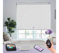 Bespoke Designer Motorised Blinds by Graywind - Luxury Textured Fabric, Premium Smart Electric Blackout with Rechargeable Motor for Alexa & Google, Remote Control, Striped White