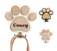 Bespoke Engraved Pet Lead Wall Rack - Custom Name & Alphabet Carved on Rustic Wooden Paw Print Hook,Doorway Hanger for Dog Leads, Keys, Coats, Towels,Decorative Pet Signage & Functional Holders