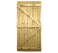 Bespoke Flat Top Wooden Garden Gate, 7ft x 3ft Feather Edge Semi-Braced | Up to 210cm High x 90cm Wide, Made to Measure, Heavy Duty, Pressure Treated, Pedestrian Rear Gate Entry, Side Gate Entrance
