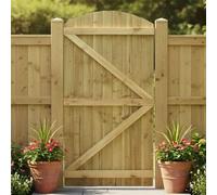 Bespoke Garden Gate 6ft Feather Edge Arch Top Semi-Braced Pedestrian Treated Gate for Natural Outdoor Footpath Walkway Entry MAX 180cm High x MAX 75cm Wide