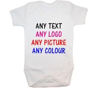 Bespoke Personalised Design Your Own Wording Baby Bodysuit/Romper/Vest/T-Shirt - 18-24 Months - White