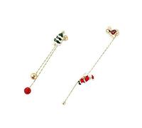 BESPORTBLE 1 Pair Asymmetric Christmas Tassel Chain Earrings for Women Festive Santa Christmas Tree Ear Jewelry Chic Dangle Design to Enhance Holiday Atmosphere and Style