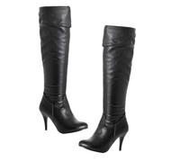 BESPORTBLE 1 Pair Autumn Winter High Leg Boots for Women Thin Heel Fashionable Over the Knee Boots Comfortable Durable and Stylish for Parties Work Weddings and Special Occasions Black PU