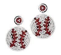 BESPORTBLE 1 Pair Beaded Baseball Earrings for Women Unique Softball Jewelry Handmade Sports Dangle Earrings Game Day Accessory for Sports Fans for Parties and Outdoor Events