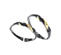 BESPORTBLE 1 Pair Black Bamboo and Gold Leaf Open Couple Rings, Decorative Lovers Finger Rings for Valentine’s Day, Adjustable Fashion Jewelry for Men and Women