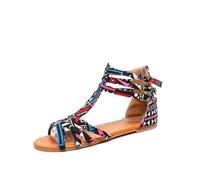 BESPORTBLE 1 Pair Bohemian Flat Sandals for Women Ethnic Summer Shoes Non Slip Comfortable Footwear Black for Beach and Casual Outfits