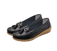 BESPORTBLE 1 Pair Comfortable Leather Footwear for Women Slip Casual Shoes for Outdoor Activities Daily Walking and Tourism Black