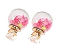 BESPORTBLE 1 Pair Creative Double Sided Glass Ball Earrings Decorative Ear with Dried Flowers Unique Jewelry Accessory for Daily Wear Parties and