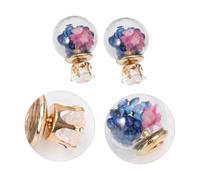BESPORTBLE 1 Pair Double Sided Glass Ball Earrings with Dried Flowers Unique Decorative Ear Stylish Ear Ornaments for Special Occasions Jewelry Her