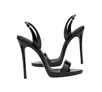 BESPORTBLE 1 Pair Elegant High Heel Sandals for Women Black Metal Design Stylish and Comfortable Summer Sandals for Dressy Occasions Easy to Wear Fashion Outfits