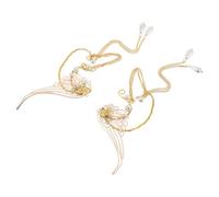 BESPORTBLE 1 Pair Elf Ear Cuff Wrap Earrings with Long Tassels, No Piercing Clip-On Fairy Ear Jewelry for Women, Elven Costume Accessory for Halloween and Cosplay