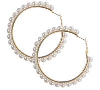 BESPORTBLE 1 Pair Golden Pearl Eardrop Earrings for Women Lightweight Geometric Ear Ornaments Unique Jewelry for Parties Daily Wear present for Girlfriends Friends