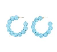 BESPORTBLE 1 Pair Raffia Ball Hoop Earrings for Women Lightweight Statement Jewelry Handmade Geometric Design for Summer Beach Vacation and Special Occasions Elegant and Charming Accessories