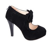 BESPORTBLE 1 Pair Round-Toe High Heels for Women Summer Pumps Bowknot Design, Frosted Material and Rubber Sole, for Cocktail Parties and Weddings Black