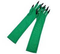 BESPORTBLE 1 Pair Scary Green Long Finger Claw Gloves with Black Nails Unique Nail Claws for Halloween Cosplay Comfortable Fit for Parties and Events Zombie Costume Accessories for Women