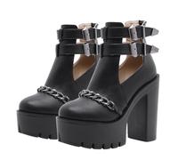 BESPORTBLE 1 Pair Thick High Heel Rivet Chain Ankle Boots for Women Fashionable Platform Shoes with Non Slip Design Elegant and Comfortable for All Day Wear