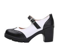 BESPORTBLE 1 Pair Women's Platform Mid Heel Shoes Casual British Style Round Toe Footwear Black White for Spring Summer Outings Comfortable TPR Construction for Parties and Office Wear
