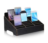 BESPORTBLE 1-Piece Phone Storage Box, Wooden Mobile Phone Organiser with Multiple Grids, Black Caddy for Classroom and Office, 30 Slots, 12.4 x 9.25 x 7.48 Inches