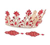 BESPORTBLE 1 Set Baroque Wedding Crown Dangle Earrings Set for Women Shimmering Rhinestone Jewelry Accessories for Bride for Weddings Parties Dances