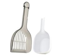 BESPORTBLE 1 Set Cat Litter Scoop Suit Flushable Cat Litter for Toilet Automatic Cat Nest Caddy Pet Car Hanging Transparent Frame Cat Scratch Post Rat Cage Scoop Holder Clumping Grey Plastic