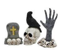 BESPORTBLE 1 Set Crow Ghost Hand Tombstone Halloween Miniature Skull Mini Halloween Decor Ghost Hand Skeleton Heads Skeleton Decor Skull Ornament Vampire Resin