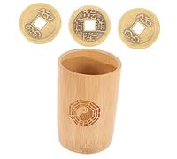 BESPORTBLE 1 Set Divination Game with Bamboo Pot Copper Coins Chinese Style Fortune Telling Tools for Family Gatherings Feng Shui and Home Decoration Unique Buddhist Divination Supplies