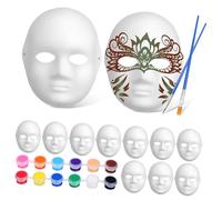 BESPORTBLE 1 Set DIY Paper Masks Kit Blank Paintable Craft Masks with Colors of Paint Brushes for Halloween Parties and Creative Fun Unleash Your Creativity