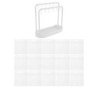 BESPORTBLE 1 Set Doll Garment Rack - Doll Clothes Hangers Rack With Hooks And Clear Bags - 2 Tiered Plastic Lapel Pin Badge Holder For Parties Bedroom Desk