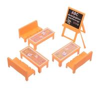 BESPORTBLE 1 Set Dollhouse Accessories: Mini Desk And Blackboard For Kids - Simulated Plastic Study Table With Chair Miniature - Dollhouse Layout Stuffs