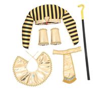 BESPORTBLE 1 Set Egyptian Costume for Halloween Pharaoh Outfit with Hat Collar Wristbands Cane for Festivals Parties Attention Grabbing Historical Reenactment Accessories