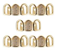 BESPORTBLE 1 Set Gold Color Hip Hop Style Tooth Gem Grill for Men and Women Unique Hollow Design Mouth Accessory for Parties and Special Occasions Comfortable Material