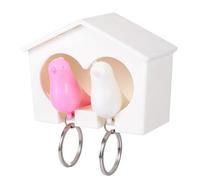 BESPORTBLE 1 Set Hanging Birdhouse Keychain Holder Multi Functional Wall Decor for Keys Couples Bird Nest Key Ring with Whistle Function Bird Color Random Color