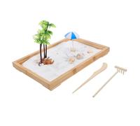 BESPORTBLE 1 Set Ocean Scene Decorative Sand Tray for Desktop Meditation Beach Play Sandbox Miniature Garden with Sea Animal Figures Stress Relief for Office Home