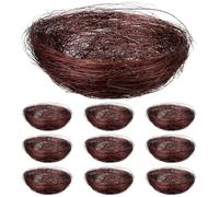 BESPORTBLE 10 Pcs Handmade Artificial Bird Nests Natural Simulation Bird Perching Nests Brown Rattan Craft Set for Easter Decorations and Birdcage Accessories