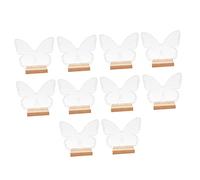 BESPORTBLE 10 Sets Butterfly Shaped Acrylic Reserved Seating Signs with Wood Bases for Weddings Banquets Parties Transparent Decorative Table Cards for Household Desk Signage and Guest