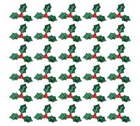 BESPORTBLE 100 Pcs Artificial Holly Berries with Green Leaves for Christmas Wreath Arrangement, Holly Berries Flowers for Christmas Wedding Party Crafts Decors, 3CM