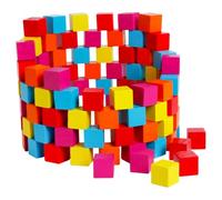 BESPORTBLE 100PCS Cube Blocks Wooden Educational Colorful Small Square Blocks for Early Learning Spatial Imagination Development Play at Home School