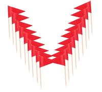 BESPORTBLE 100pcs Mini Triangle Toothpick Flags Red Food Picks for Party Appetizers Cupcake Toppers Fruit Dessert Decorations Stylish Modern Design