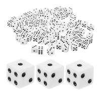BESPORTBLE 100pcs Six-sided Acrylic Dice White with Black Dots Game Prop Dices Lightweight for Board Games Party Family Gatherings Bars Ktv Fun