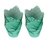 BESPORTBLE 100pcs Tulip Baking Cups Cupcake Liners Biodegradable Disposable Food-Grade Paper Green Muffin Cases for Birthday Celebrations
