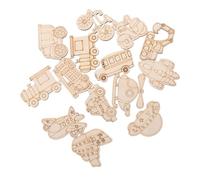 BESPORTBLE 100Pcs Unfinished Wooden Vehicle Cutouts for DIY Crafts Multi Shape Transportation Designs Including Train Bicycle Airplane Rocket and Ship for Painting Learning and Decoration