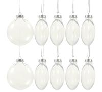 BESPORTBLE 10Pcs 3.78In Clear Fillable Christmas Balls Transparent Flat Ball Ornaments for Xmas Tree Hanging Diy Crafting with Ribbons for Holiday Party Home Decoration